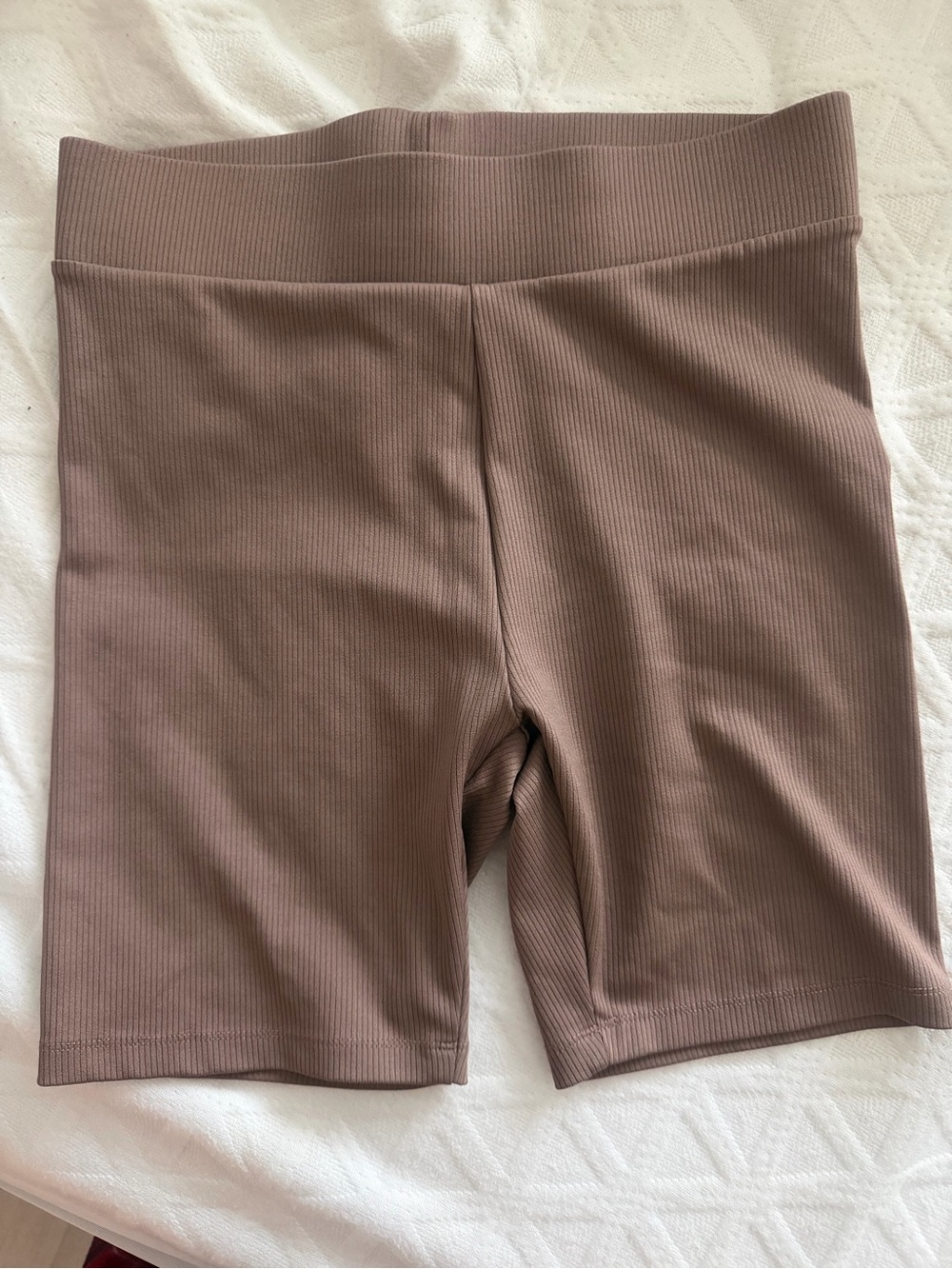 Ribbed High-Waist Women’s Bike Shorts — Taupe